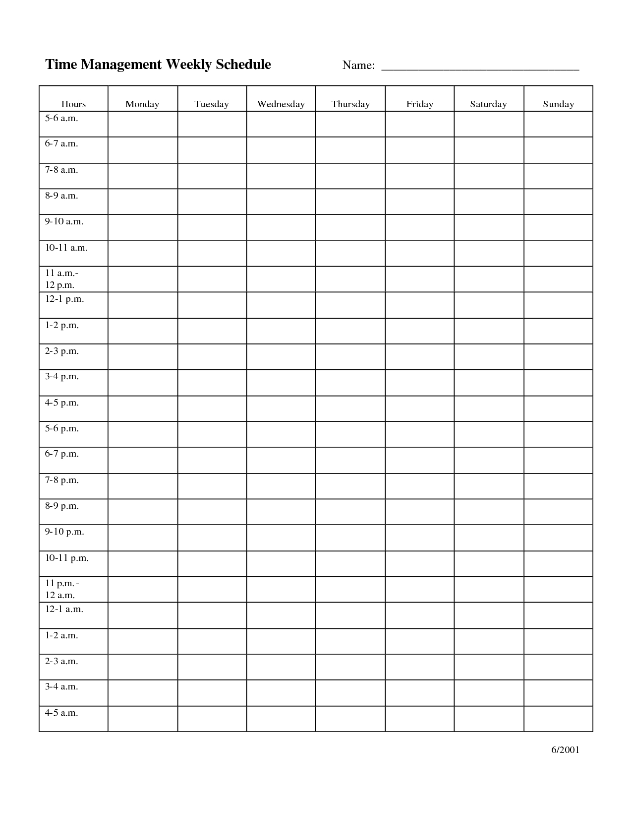 Time Management Weekly Schedule Template … | Bobbies …  Week Schedule Template With Times