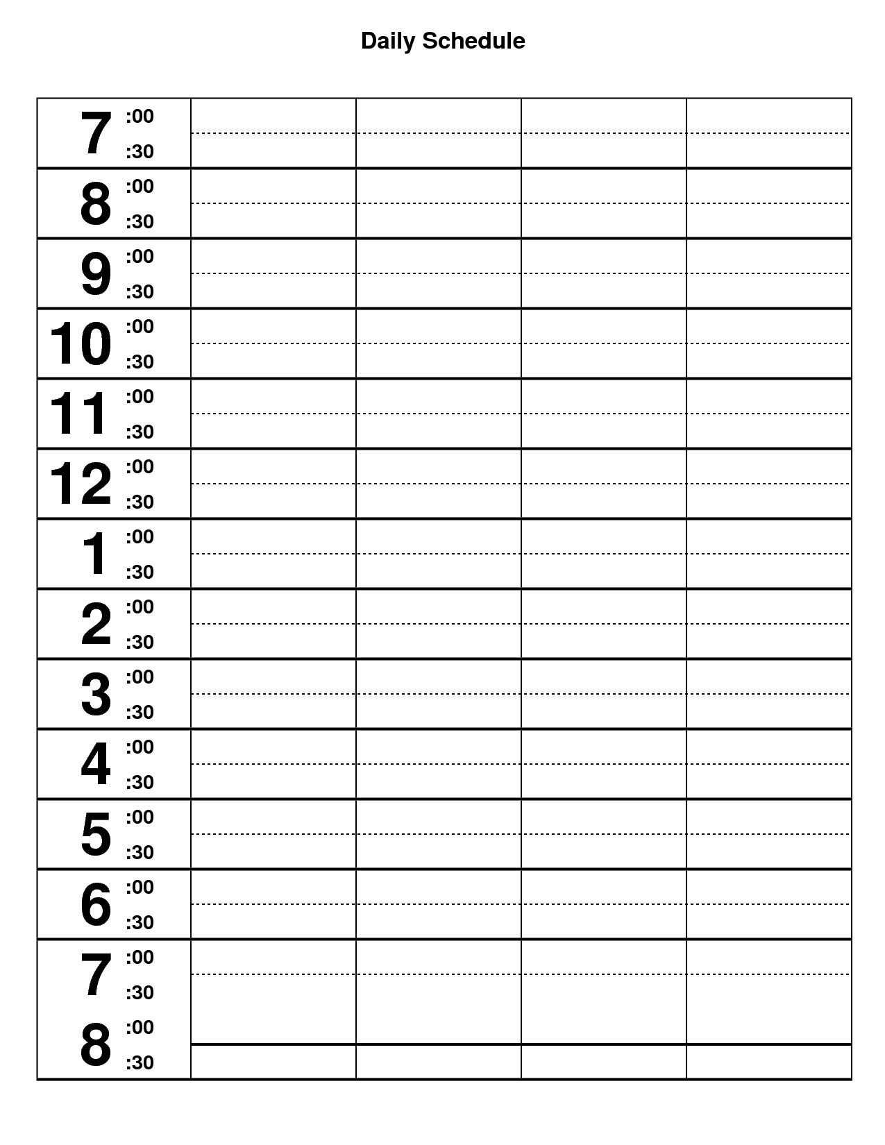 blank daily calendar with time slots template calendar design