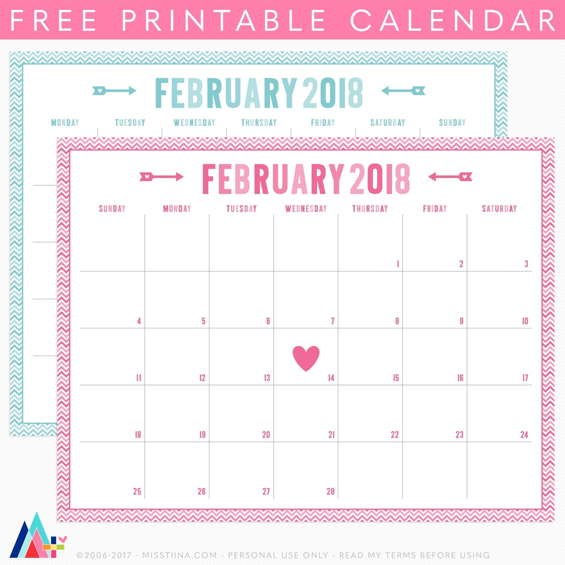 Valentine&#039;s Printables  Free Calendars To Print Without Downloading