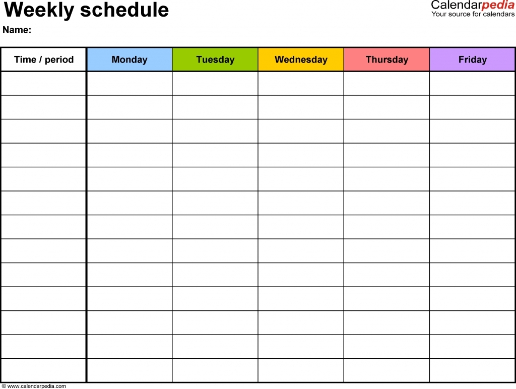 Weekly Schedule Monday Sunday Template Calendar Design