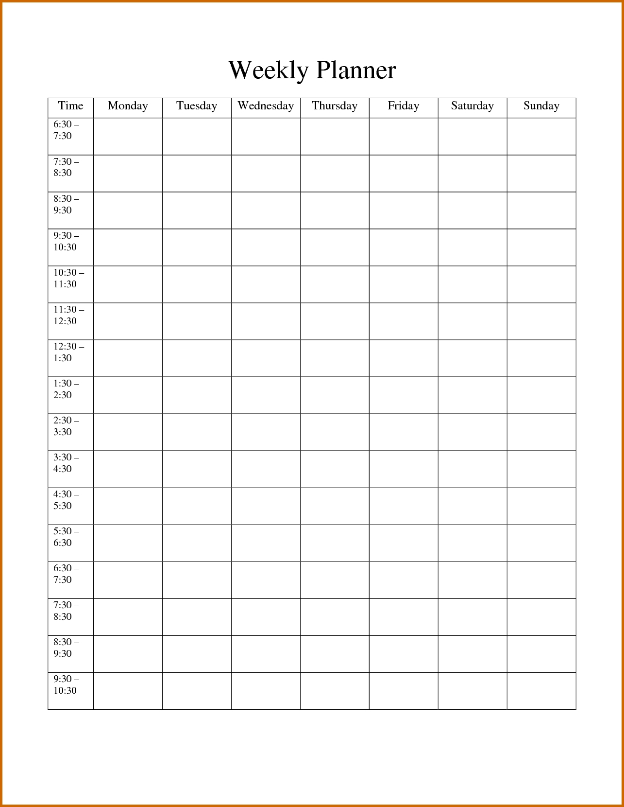10+ Weekly Planner Template Monday To Friday | Lease Template  Monday To Friday Weekly Planner