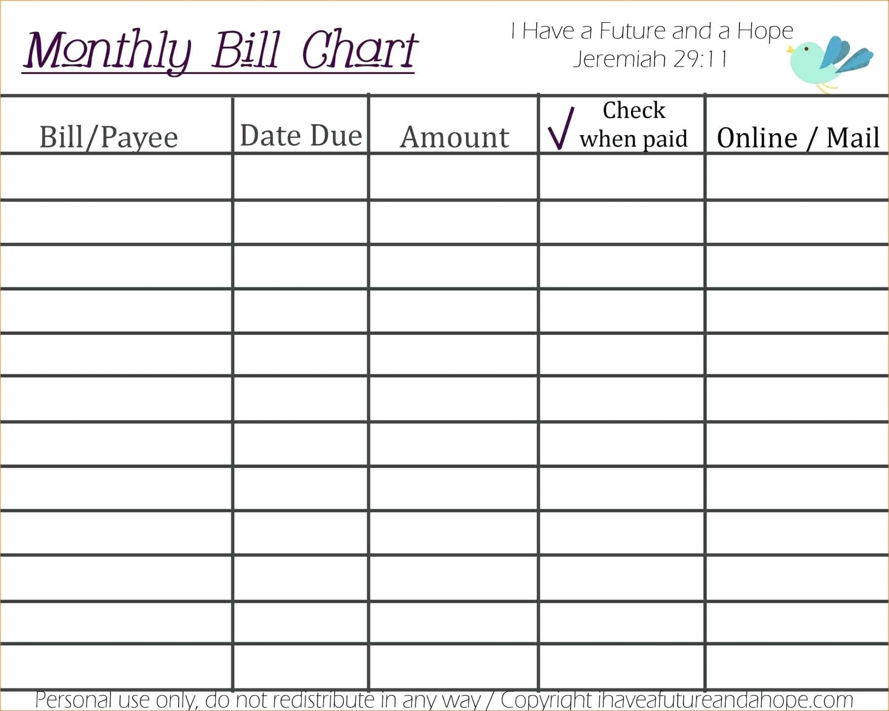 20+ Awesome Free Bill Paying Organizer Template ~ Premium Worksheet  Printable Monthly Bill Payment Worksheet