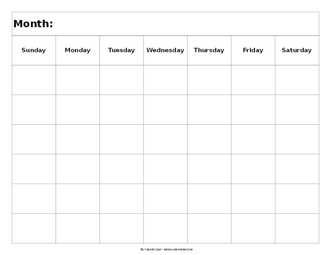 6 Week Calendar Template Toretoco – Printable Calendar Templates  6 Week Blank Schedule Template