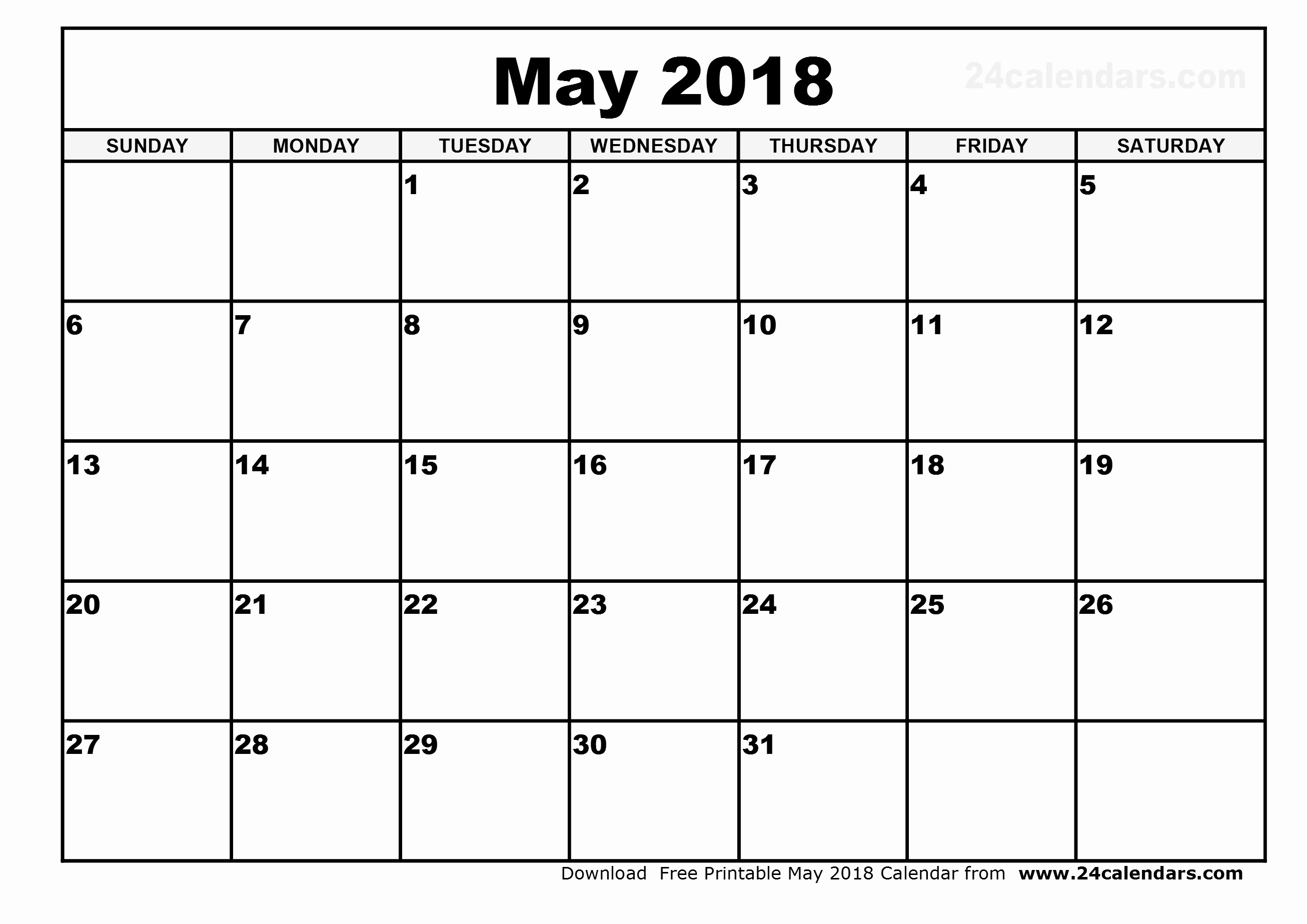 Blank Calendar 2018 Monthly Printable Templates Monthly Calendar  Fill In Printable Monthly Calendar