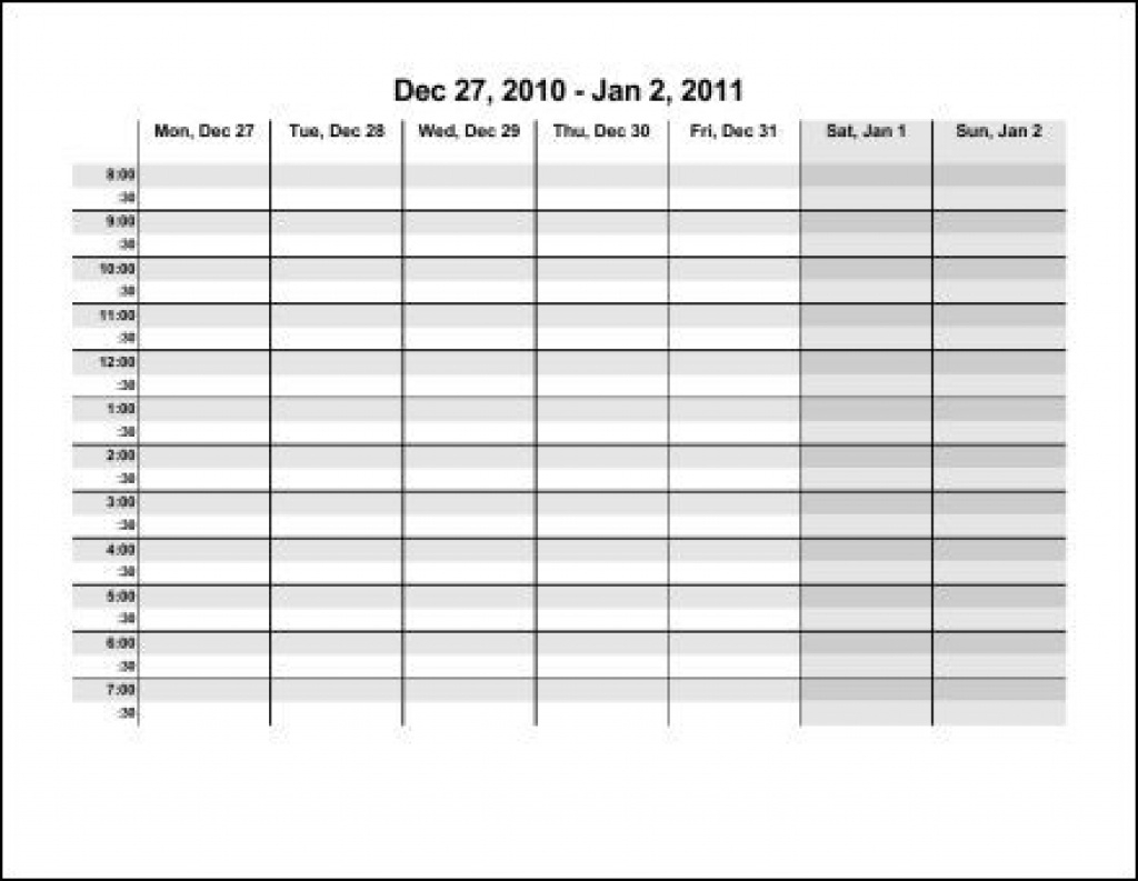Blank Weekly Calendar With Hours | Calendar 2018 Printable Within  Weekly Calendar By Hour Printable