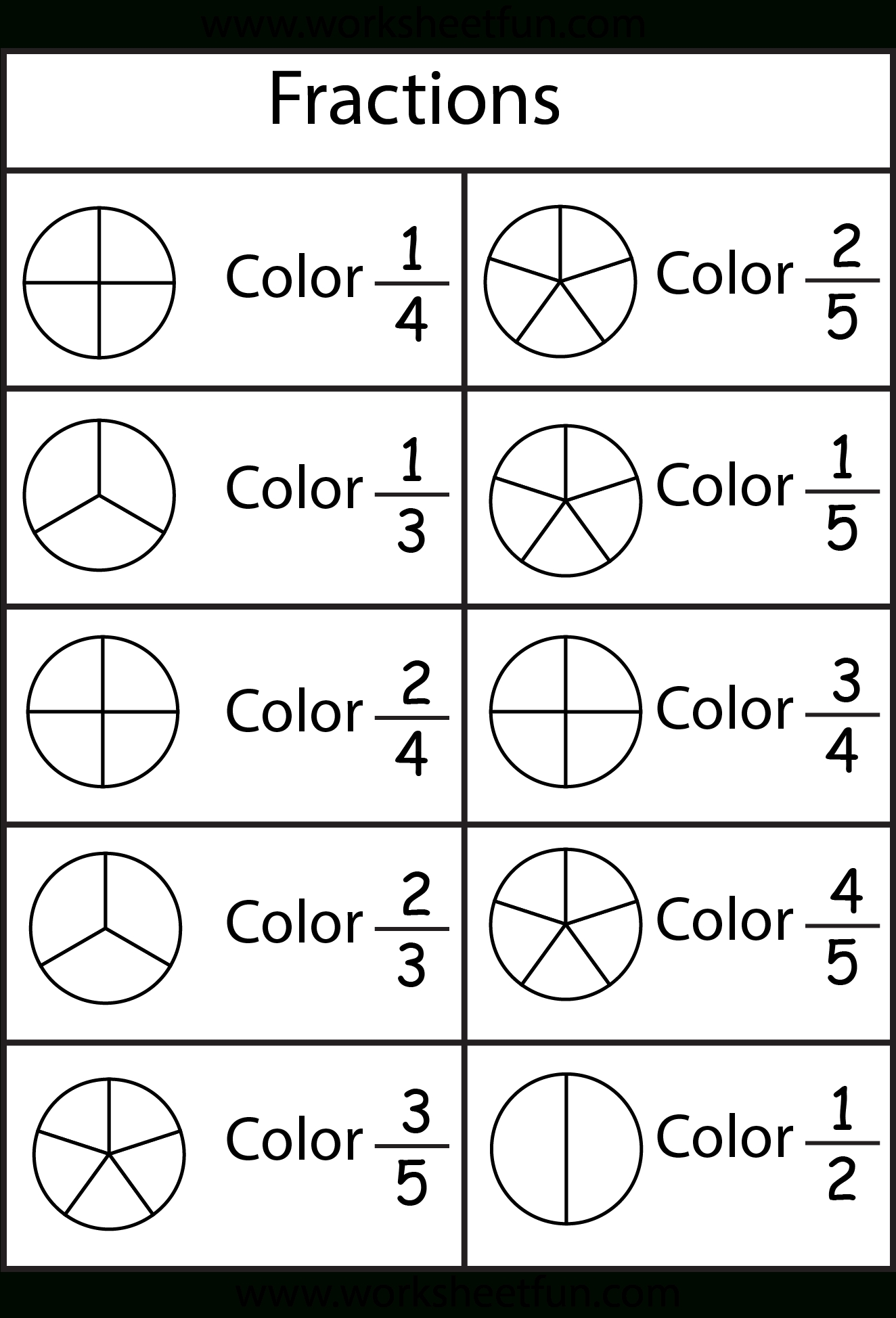 Color The Fraction - 4 Worksheets | Printable Worksheets | Pinterest  Colouring In Square Sheets For Year Three No Color
