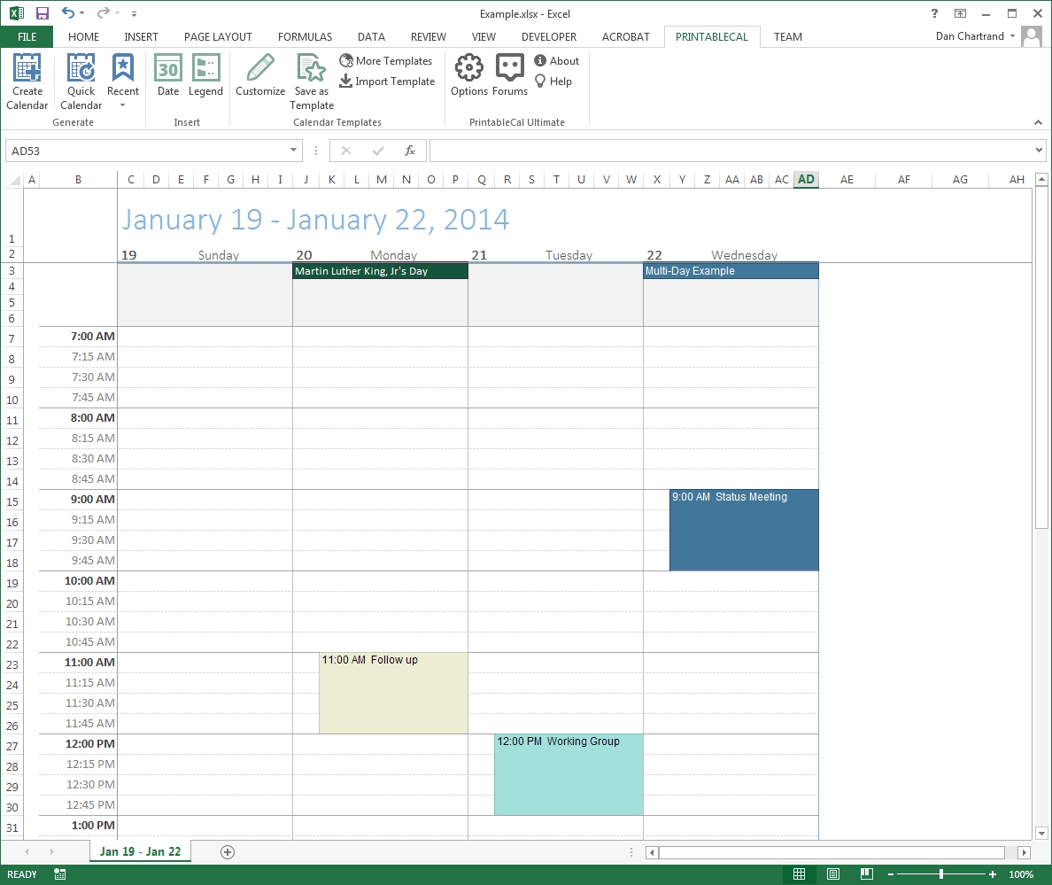 Customize And Print Calendar Templates In Excel And Word  Printable Daily Calendar Without Time Slots