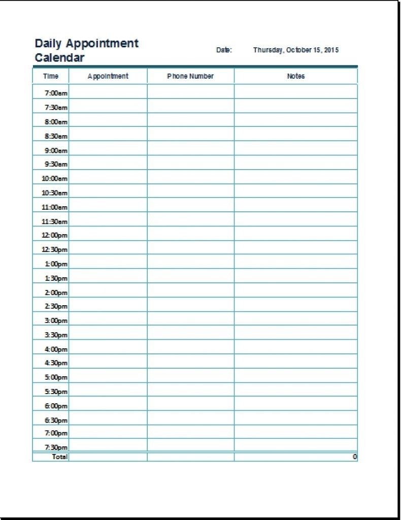 Daily Appointment Calendar Printable Free | Printable Online  Daily Calendars Free Printable Editable