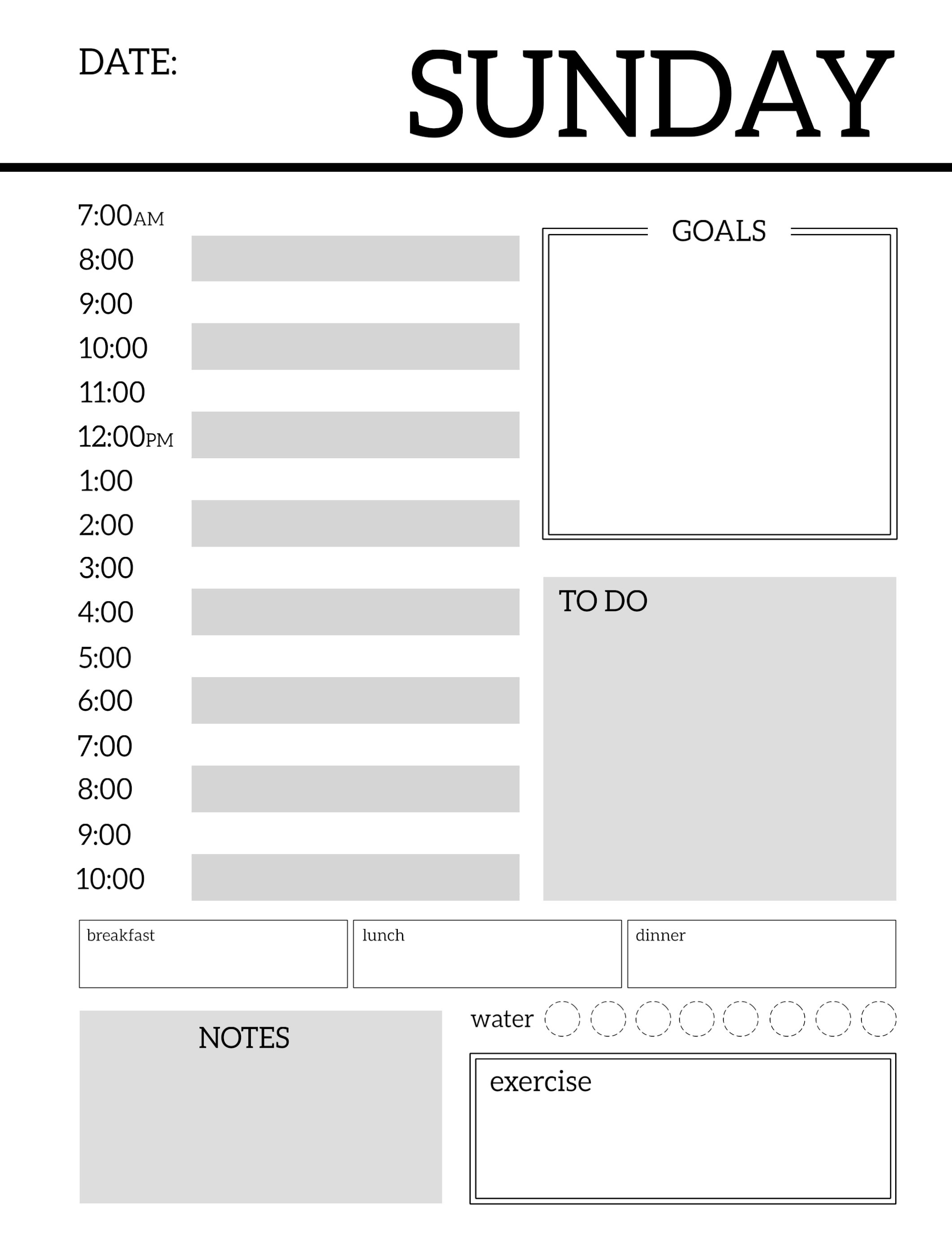 Daily Planner Printable Template Sheets - Paper Trail Design  Daily Calendars Free Printable Editable