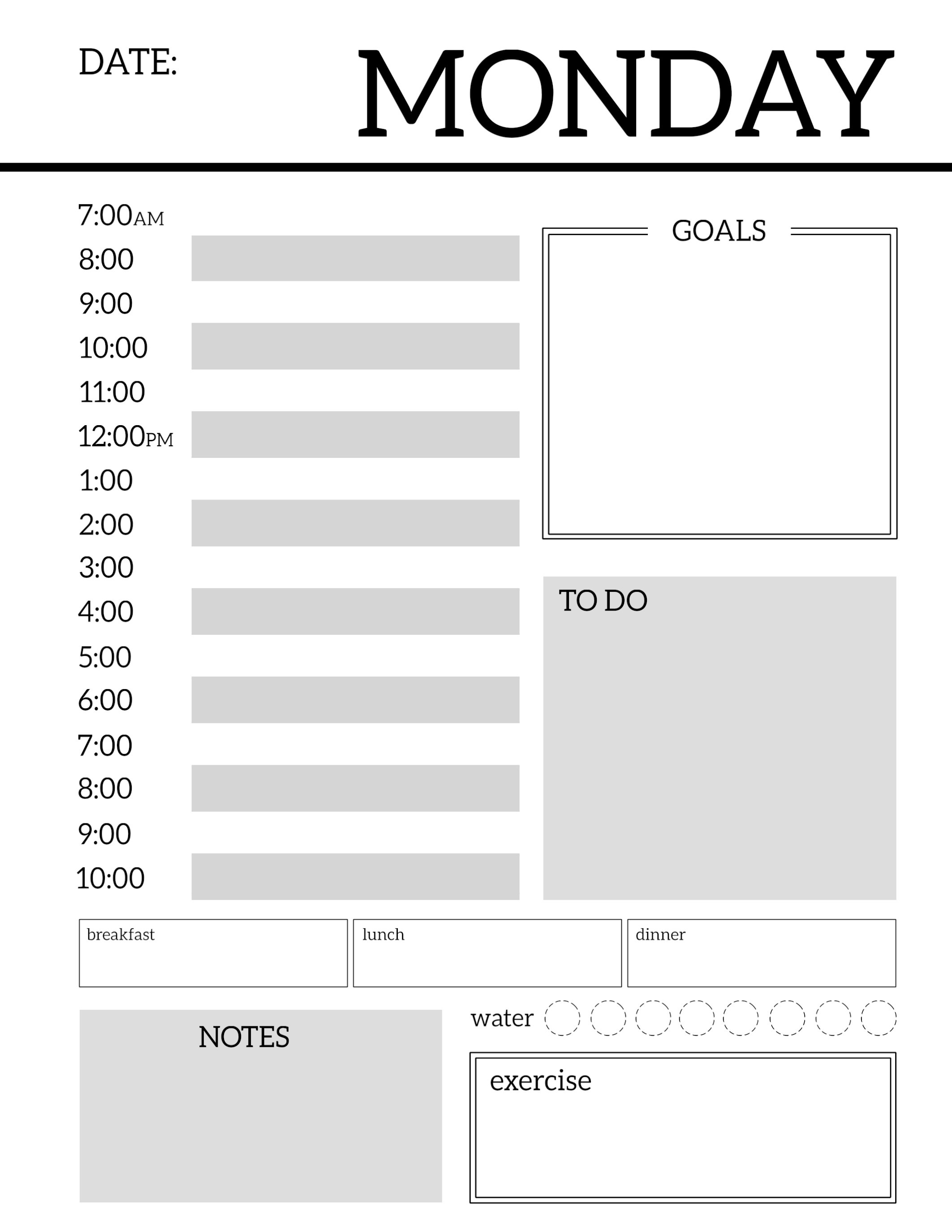 Monday Through Friday Daily Planner Template Calendar Design