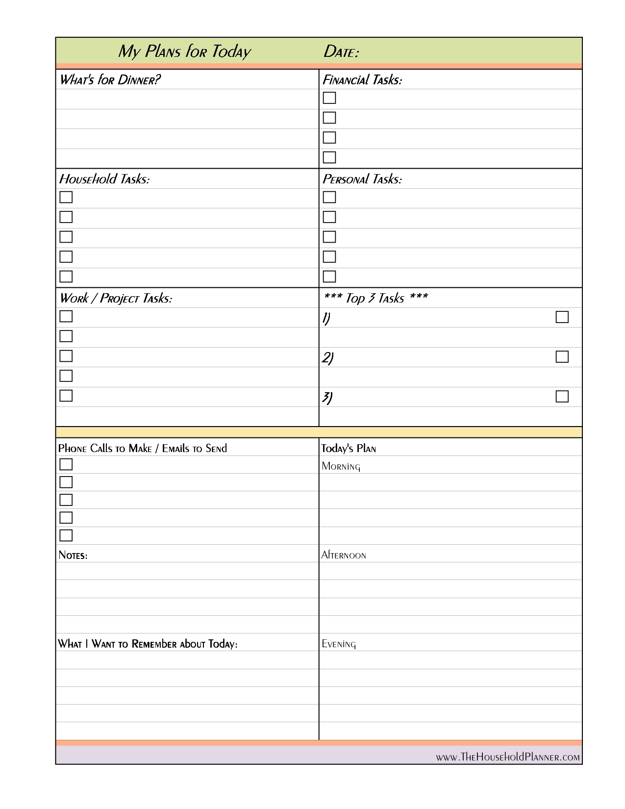 Daily Project Organizer Templates Free | Free Printable Daily  Daily Calendars Free Printable Editable