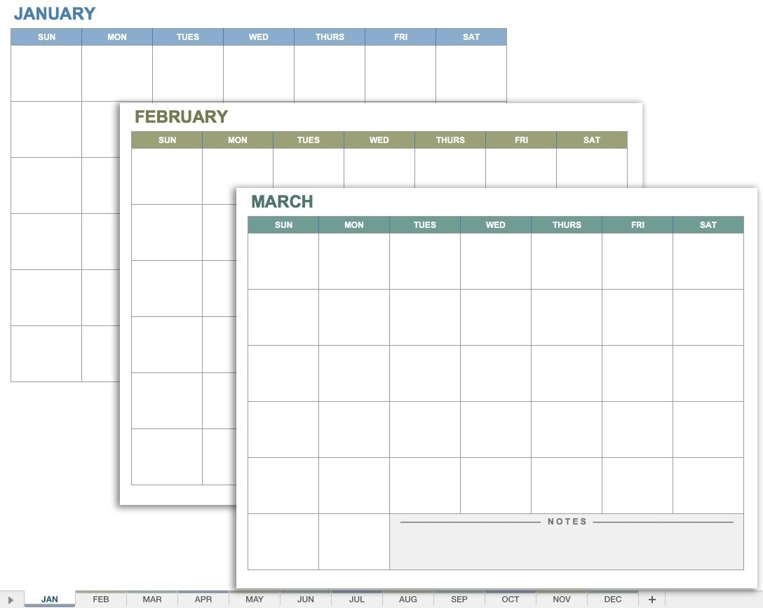 Free Excel Calendar Templates  Free One Month Schedule Templates