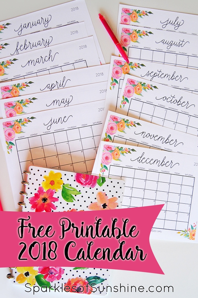 Free Printable 2018 Monthly Calendar With Weekly Planner - Sparkles  Free Printable Weekly Planner Calendars