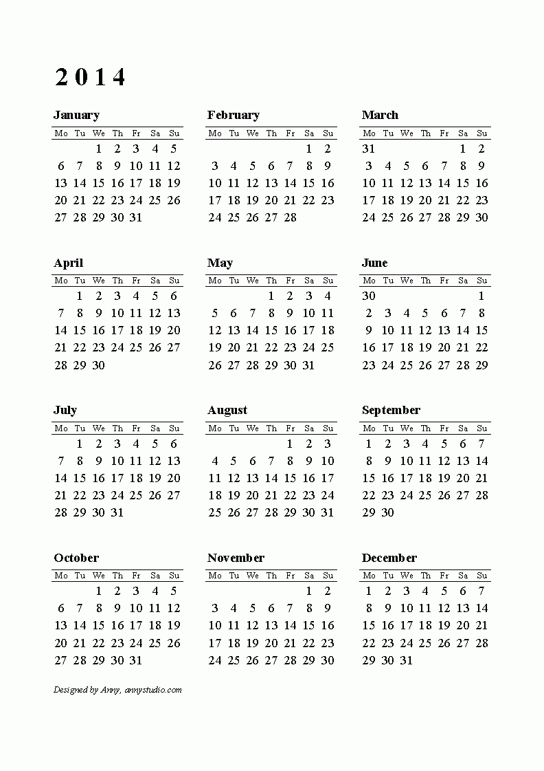 Free Printable Calendars And Planners 2019 And 2020  2014 12 Month Blank Calendar