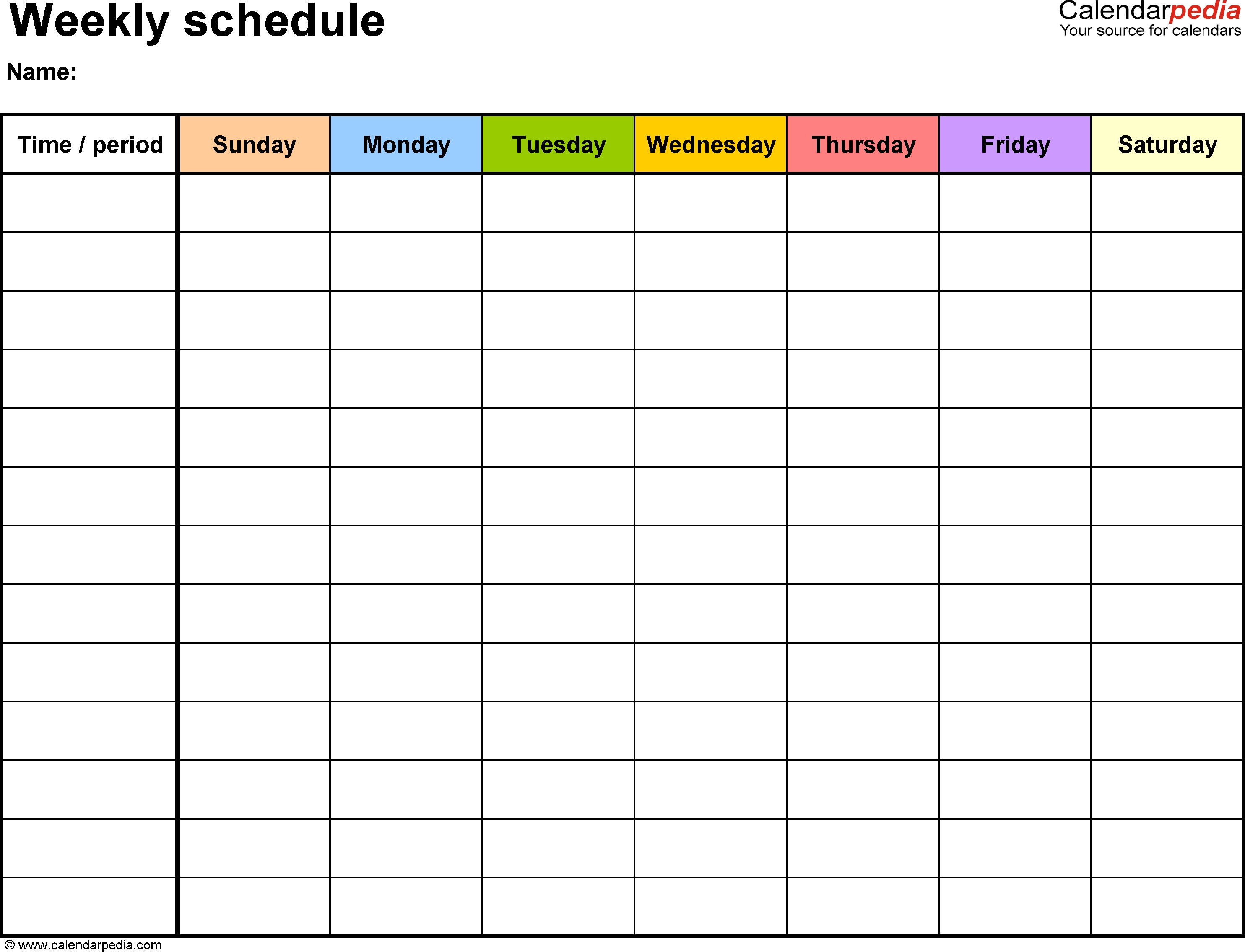 Free Weekly Schedule Templates For Excel - 18 Templates  Blank Excel Spreadsheet With Calendar