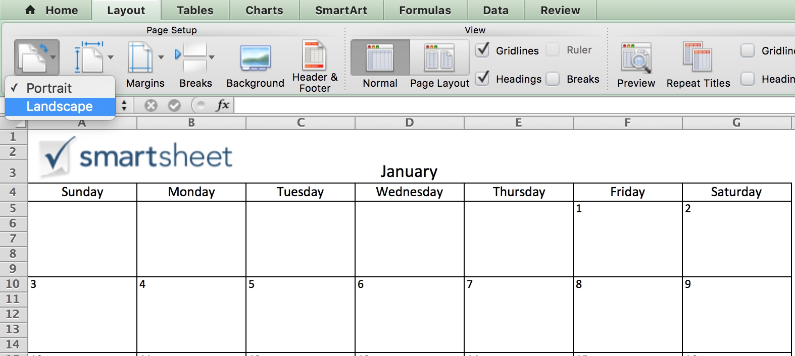 Make A 2018 Calendar In Excel (Includes Free Template)  Schedule Of Activities Calendar Format