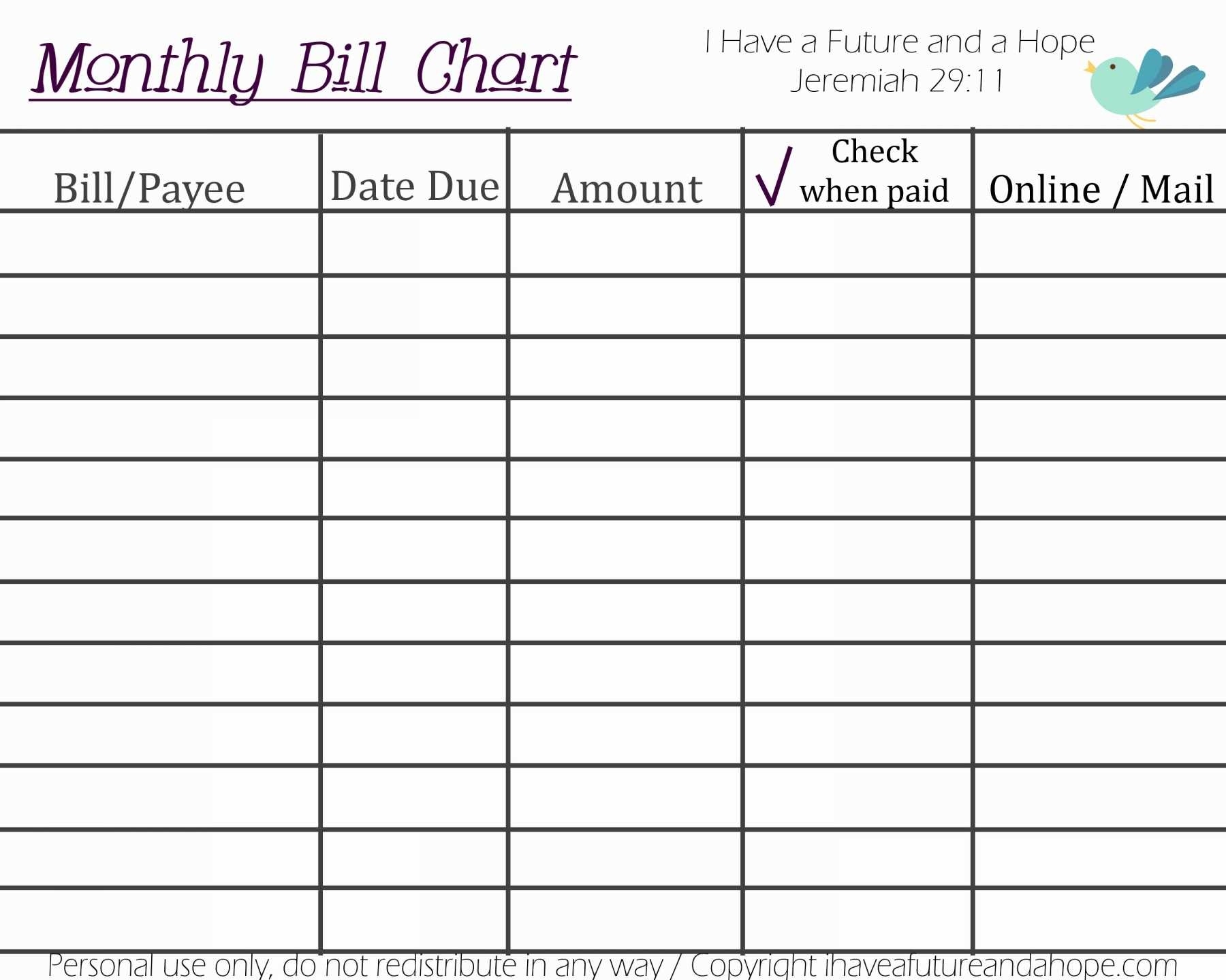 Monthly Bill Template Word