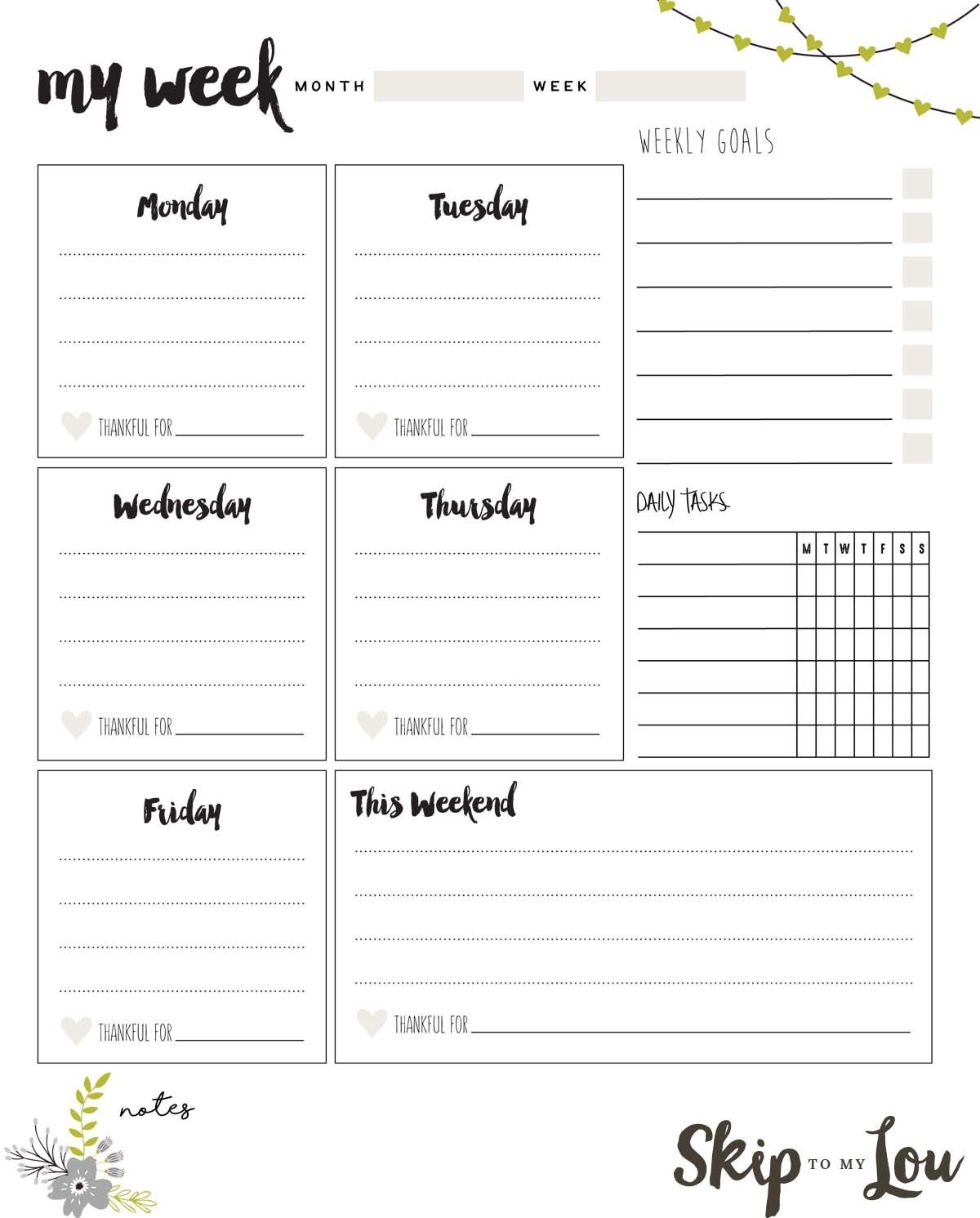 Printable Weekly Planner (Skip To My Lou) | Budget | Pinterest  Printable Weekly Planner For The Week
