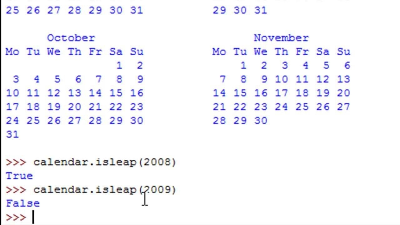 Python Programming Tutorial - 34: Date &amp; Time Functions (Part-2  Example Of Calendar Month Python 3