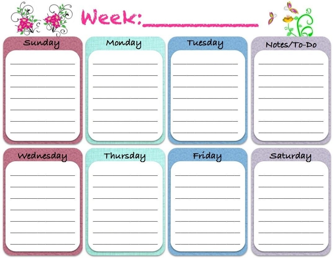 Weekly Blank Calendar Template 5 | Free Printable Weekly Planner  Free Printable Weekly Planner Calendars