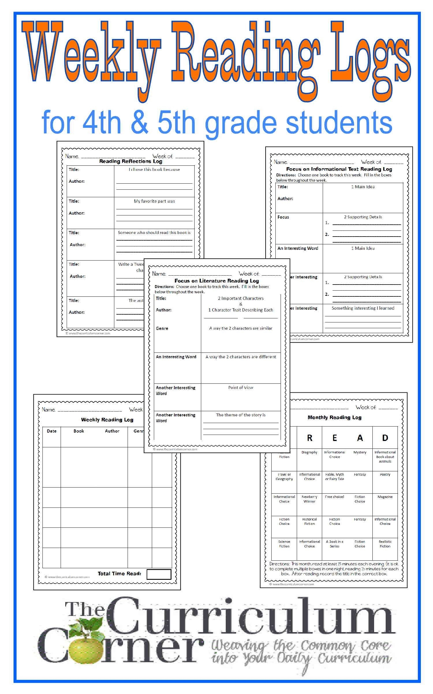 Weekly Reading Logs | Ms. Swanson&#039;s Classroom | Pinterest | Reading  4Th Grade Reading Log Printable