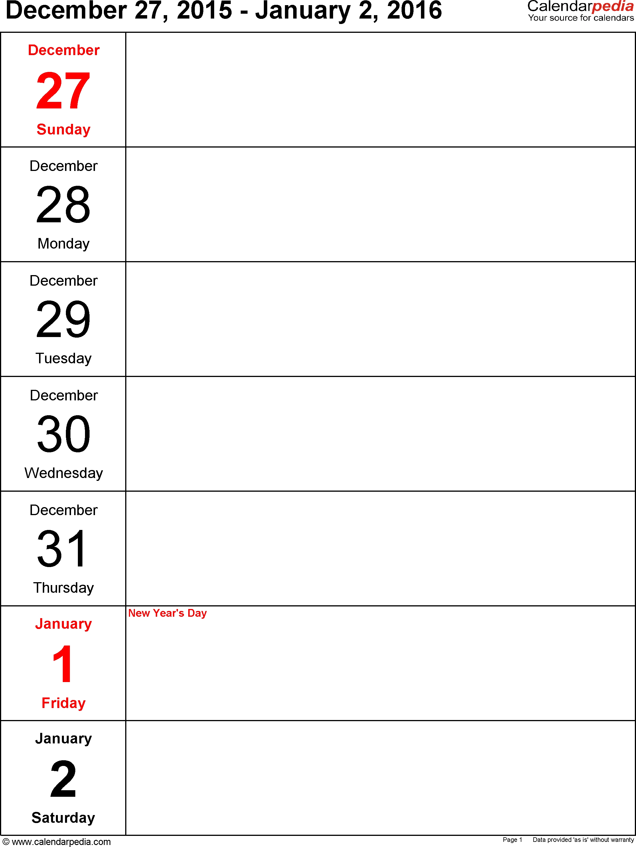 Free Weekly Calendar Templates Printable Template Calendar Design