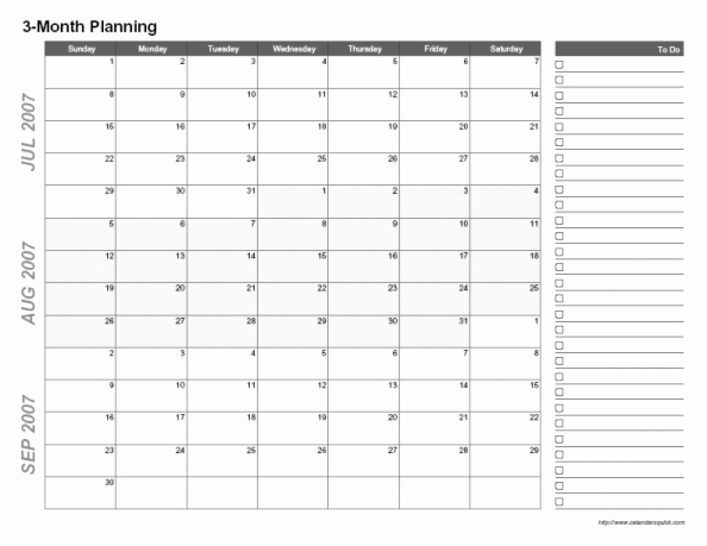 3 Month Printable Calendar Luxury Free 3 Month Calendar Templates  3 Month Calendar Free Printable