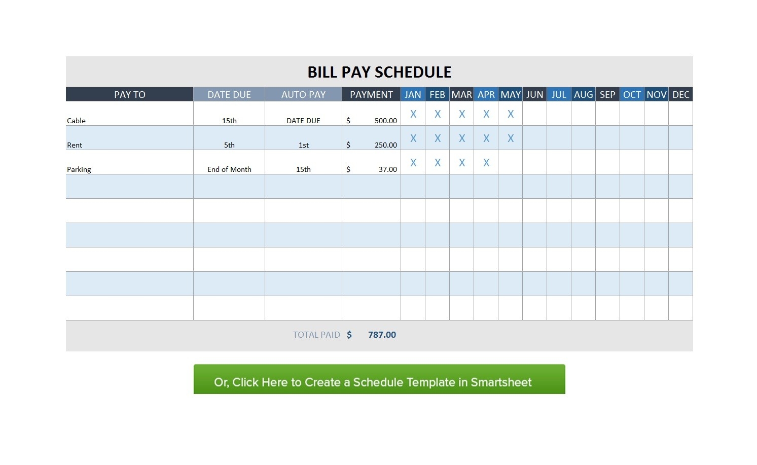 32 Free Bill Pay Checklists &amp; Bill Calendars (Pdf, Word &amp; Excel)  Bill Payment Schedule Template Printable