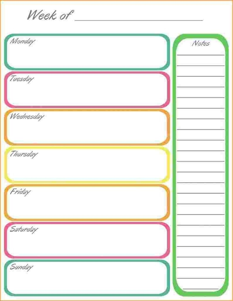 7 Day Week Planner Template | Holidays Calendar Template  7 Days A Week Planner