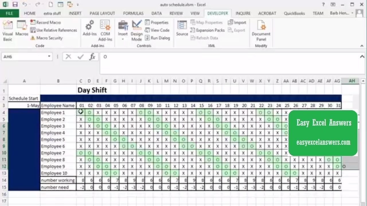 Automatically Create Shift Schedule In Excel - Youtube  12 Hour Shift Schedules Template Excel