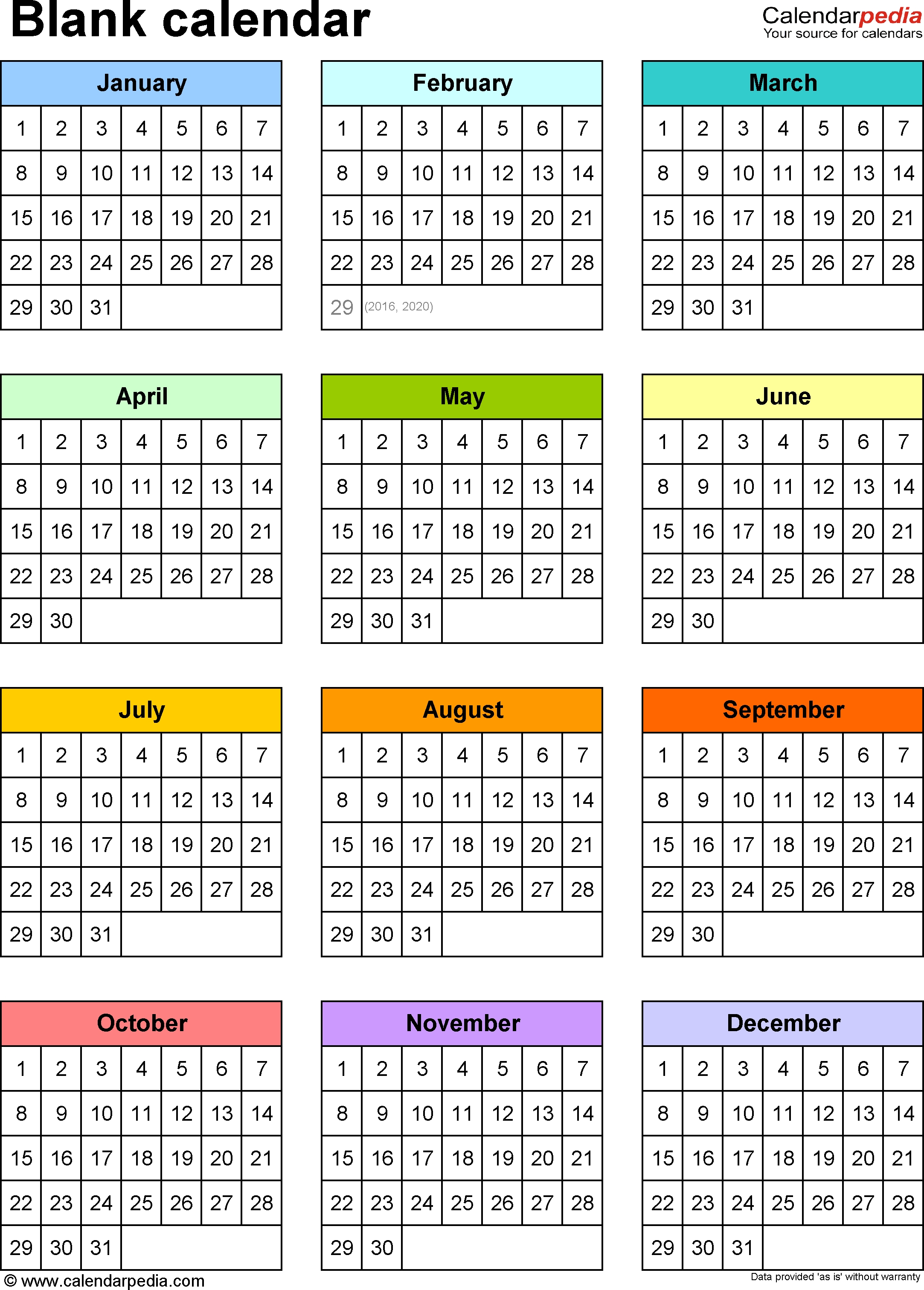 Blank Calendar - 9 Free Printable Microsoft Word Templates  1 Page 9 Month Calendar
