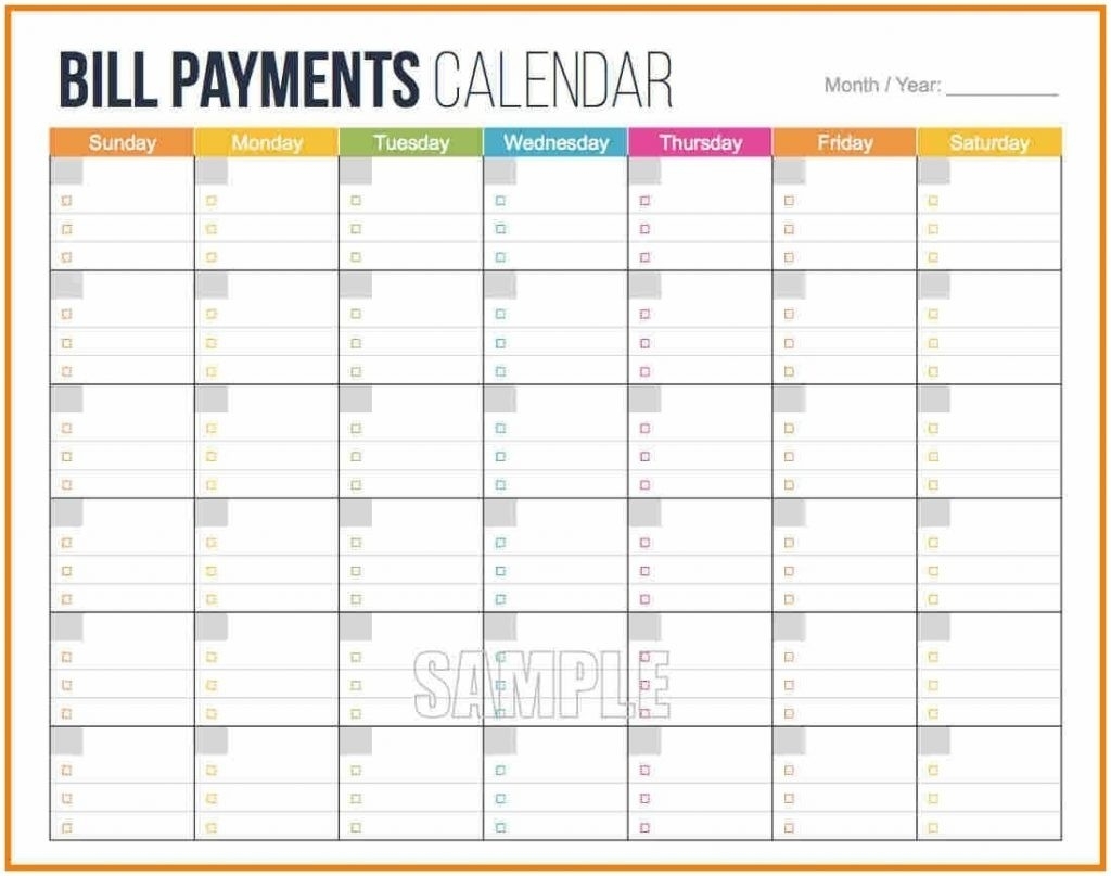 Blank Monthly Bills Calendar Printable | Template Calendar Printable  Blank Monthly Bills Calendar Printable