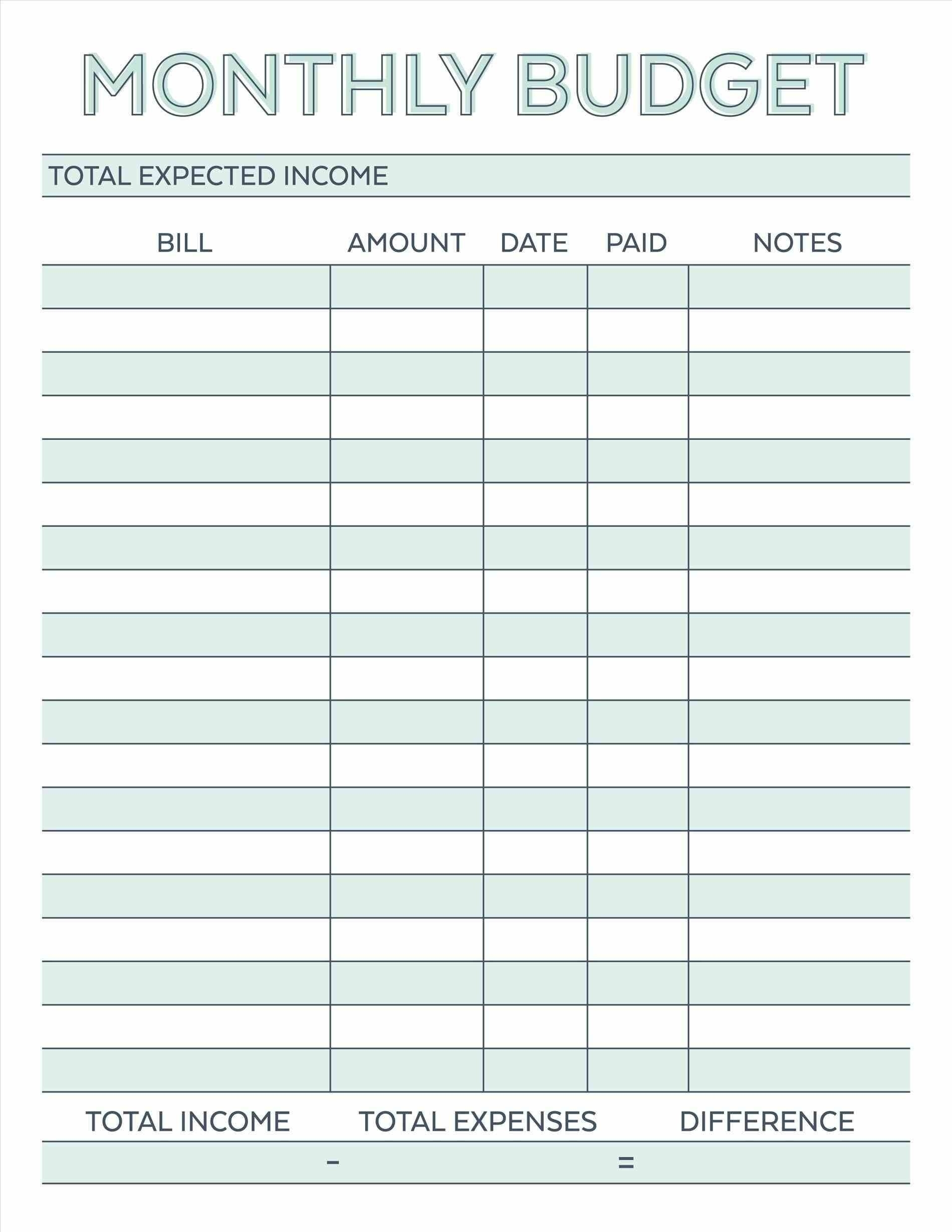 Budget Planner Planner Worksheet Monthly Bills Template Free Blank  Blank Monthly Bills Calendar Printable