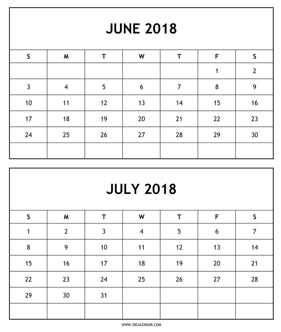 Download And Edit Calendar June July 2018 | 2018 Calendar | Calendar  Calendar For June July