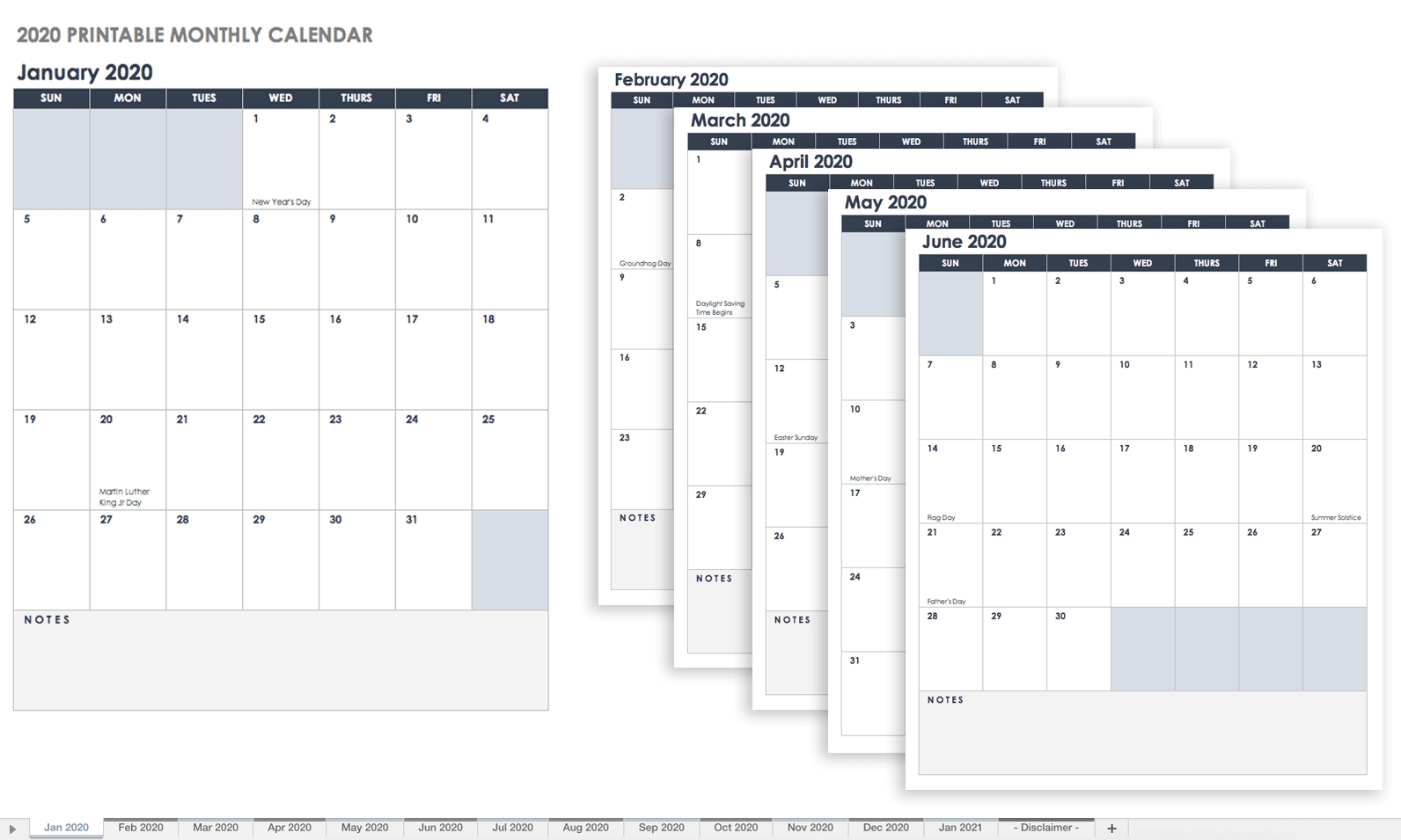 Free Blank Calendar Templates - Smartsheet  Free Blank Monthly Planner Templates