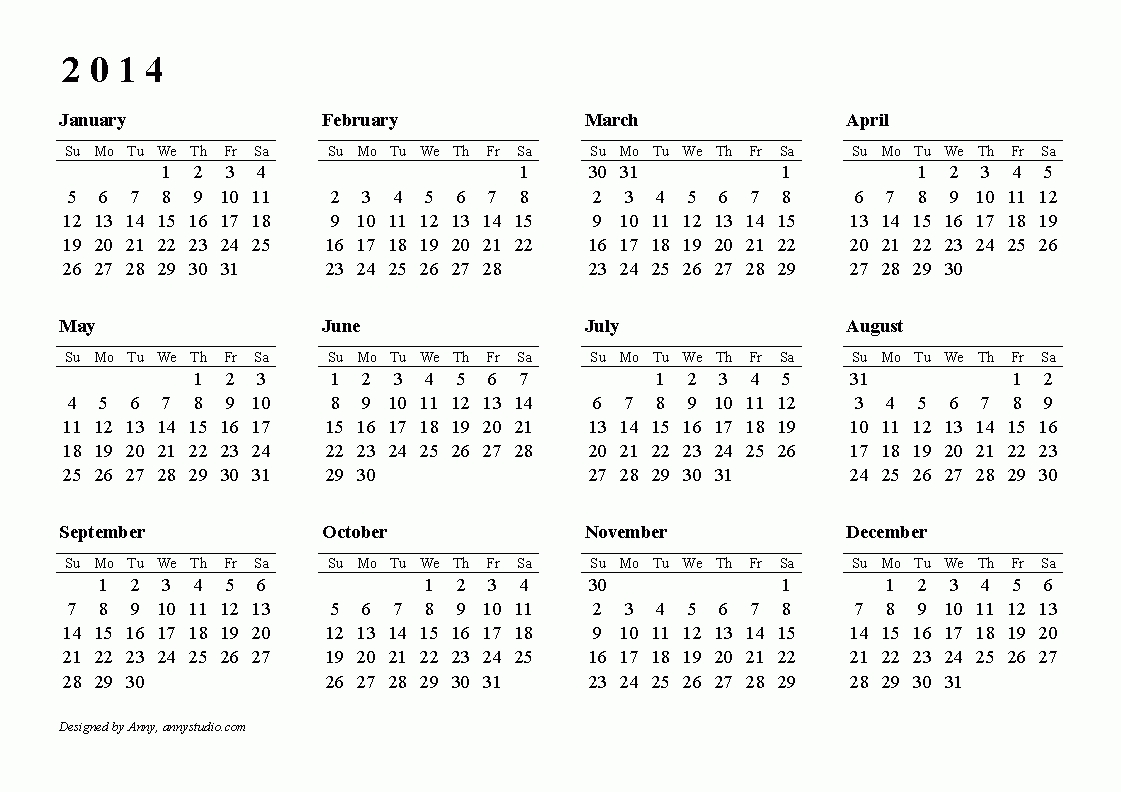 Free Printable Calendars And Planners 2019, 2020, 2021  2014 Calendar Printable Full Page