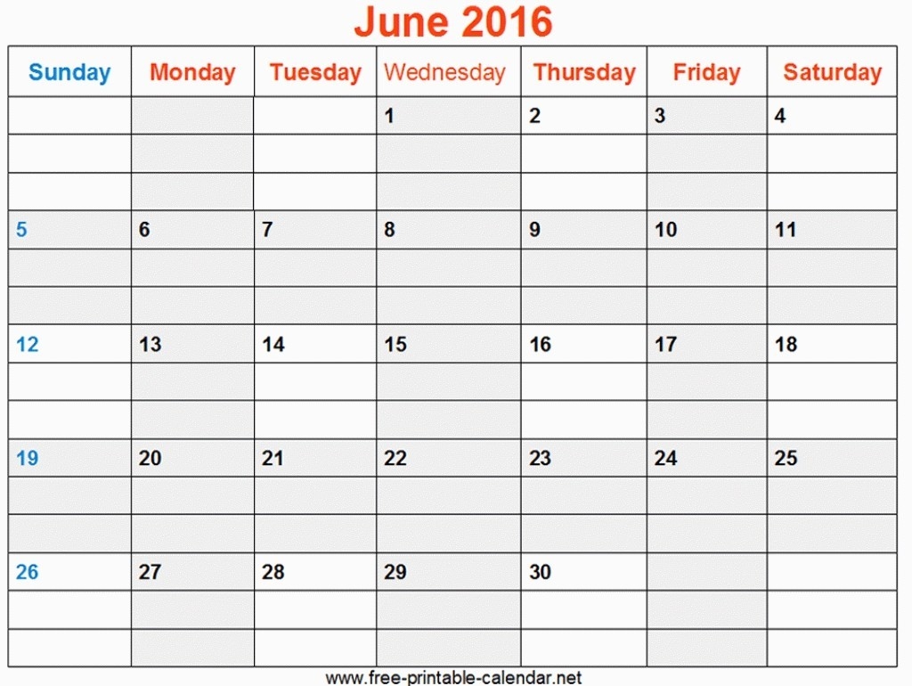 Free Printable Calendars With Lines Printable Monthly Calendar 2016  Printable Monthly Calendar With Lines