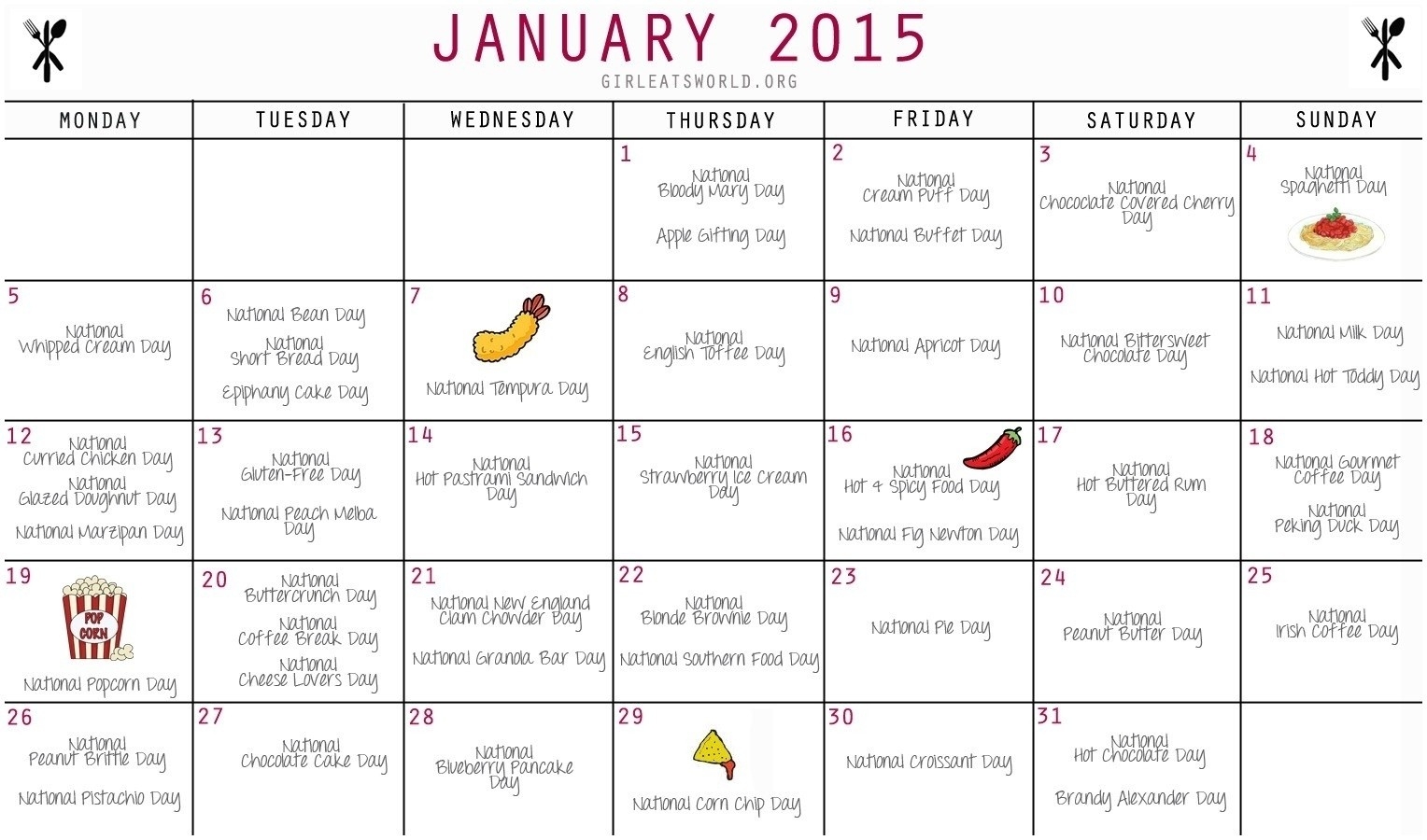 Free Printable National Food Days Of The Year Calendar | Template  Food Days Of The Year Calendar