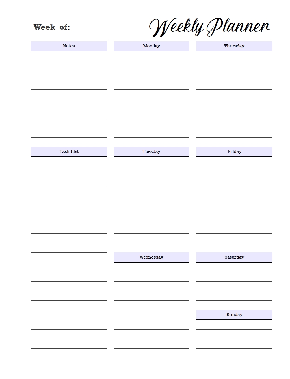 Free Printable Weekly Planners: Monday Start  Pweakley Planner Mon To Sunday