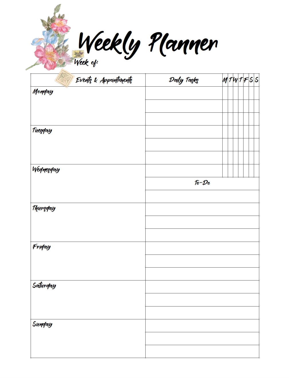 Free Printable Weekly Planners: Monday Start  Pweakley Planner Mon To Sunday