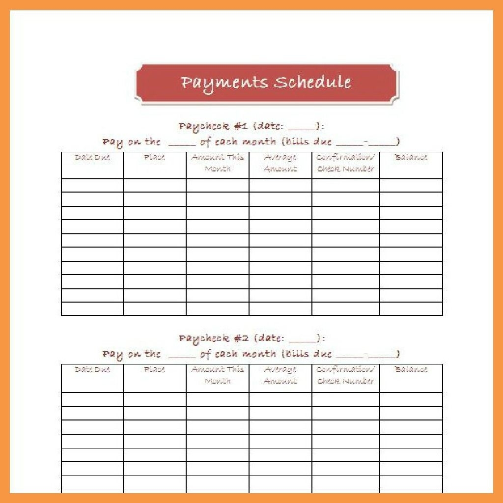 Monthly Bill Payment Schedule Template | Budgeting / Couponing  Bill Payment Schedule Template Printable