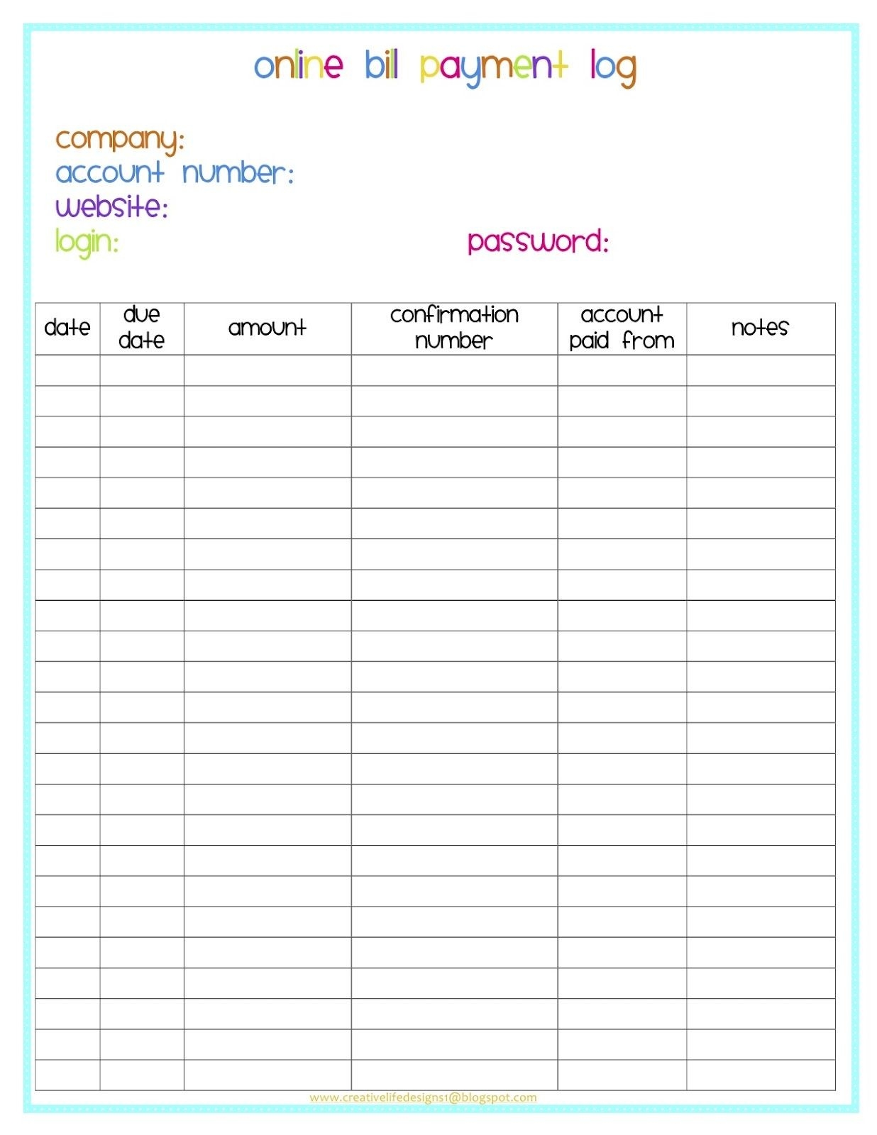 Pinroberta Campbell On Life Things | Bill Payment Organization  Monthly Bill Bill Checklist With Confirmation Number Column