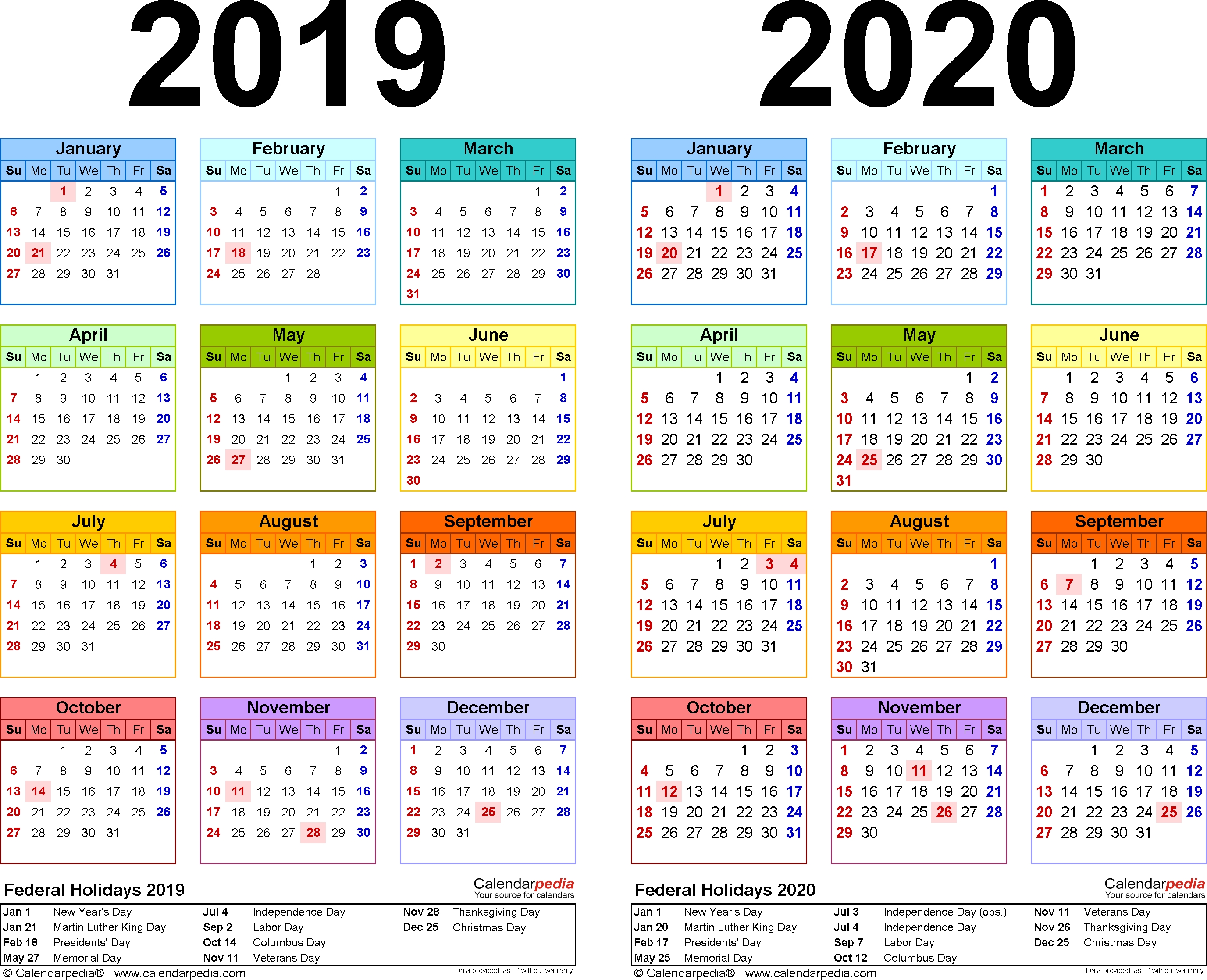 2019-2020 Calendar - Free Printable Two-Year Pdf Calendars  Financial Year Dates 2020/2020 Australia
