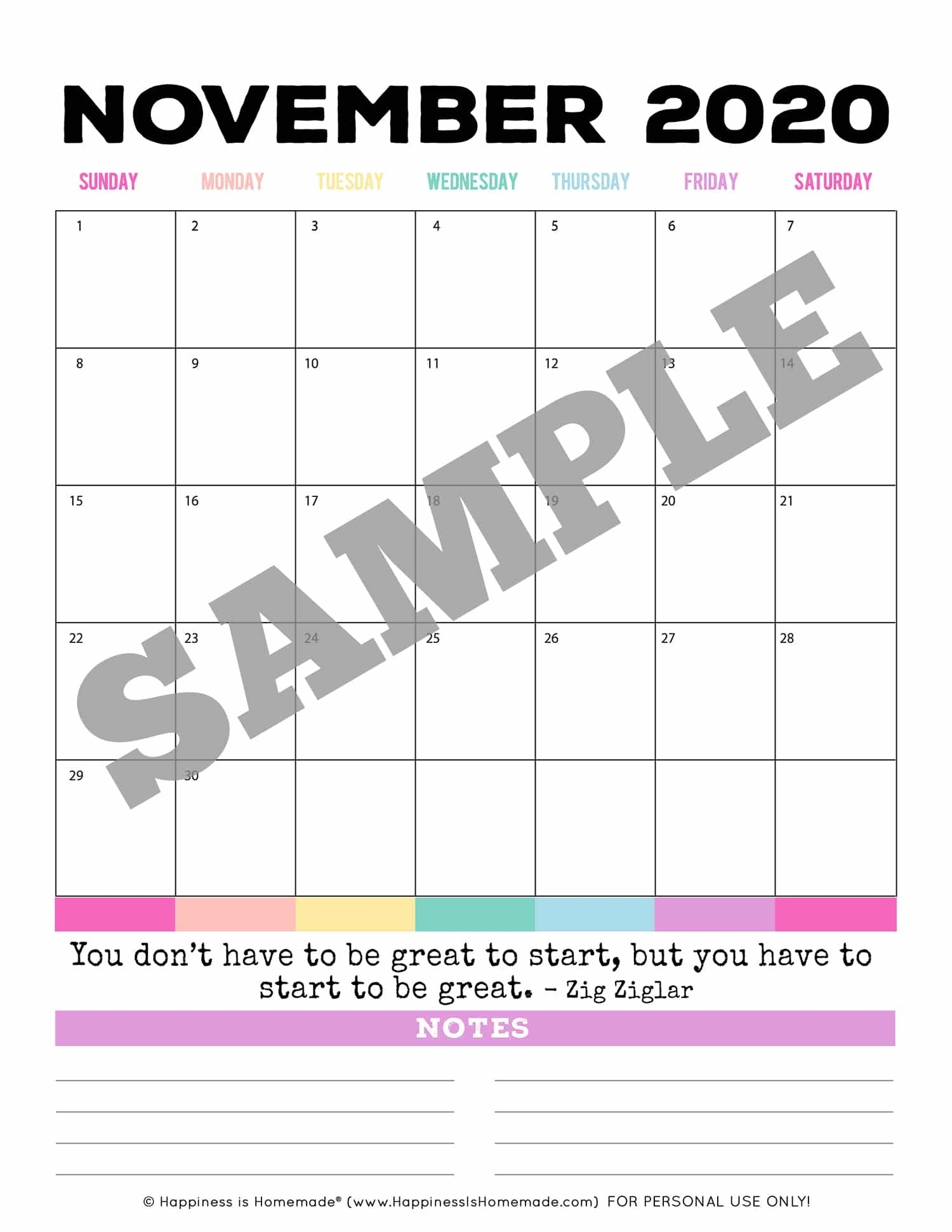 2019-2020 Free Printable Monthly Calendar - Happiness Is  Free 2020 Advent Calendar Printable