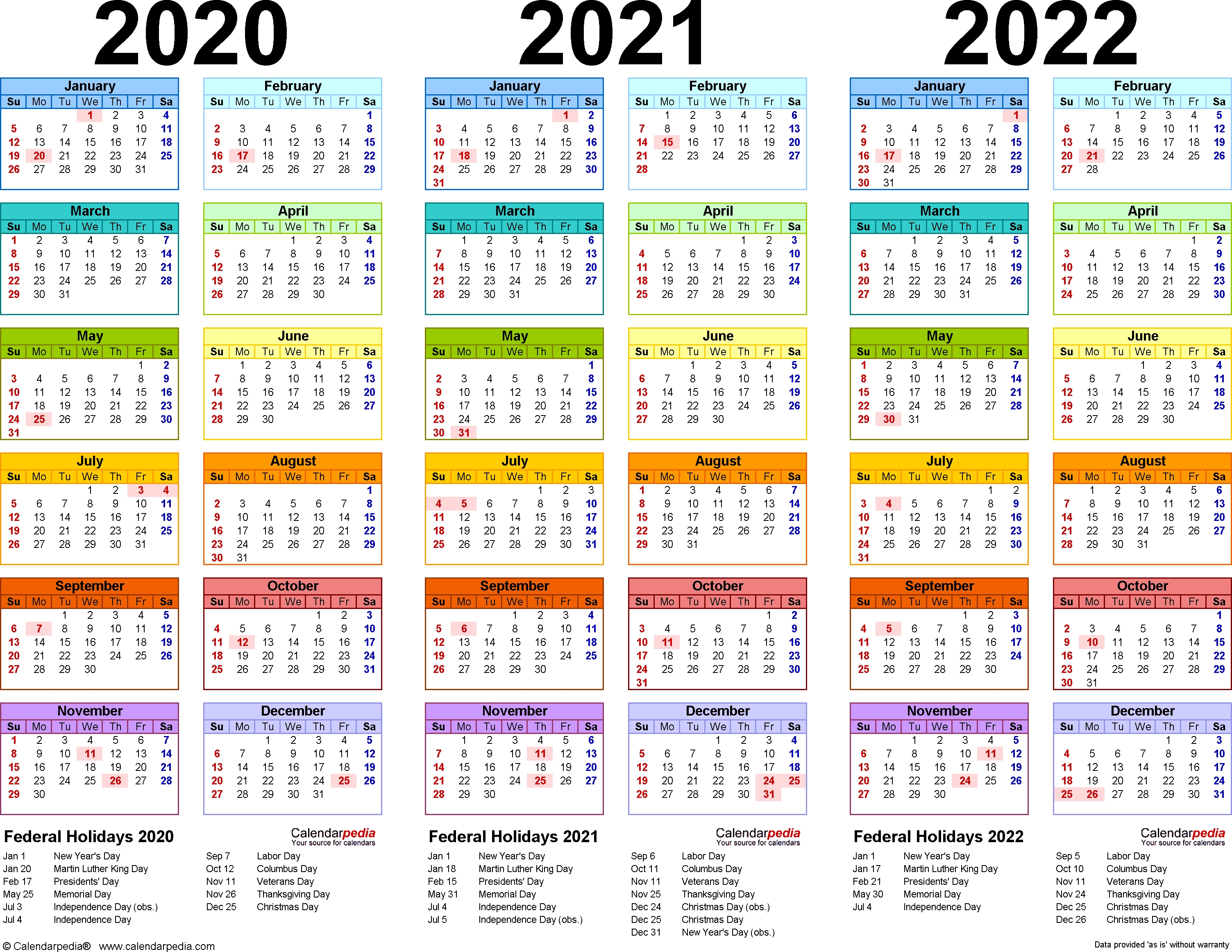 2020/2021/2022 Calendar - 4 Three-Year Printable Pdf Calendars  2020/20 Financial Year Calendar Au Printable