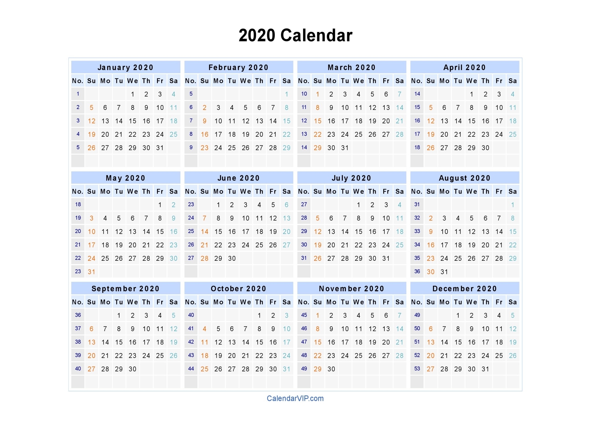 2020 Calendar Excel – Calendar Printable Week  Weekly Payroll Calendar 2020 Printable