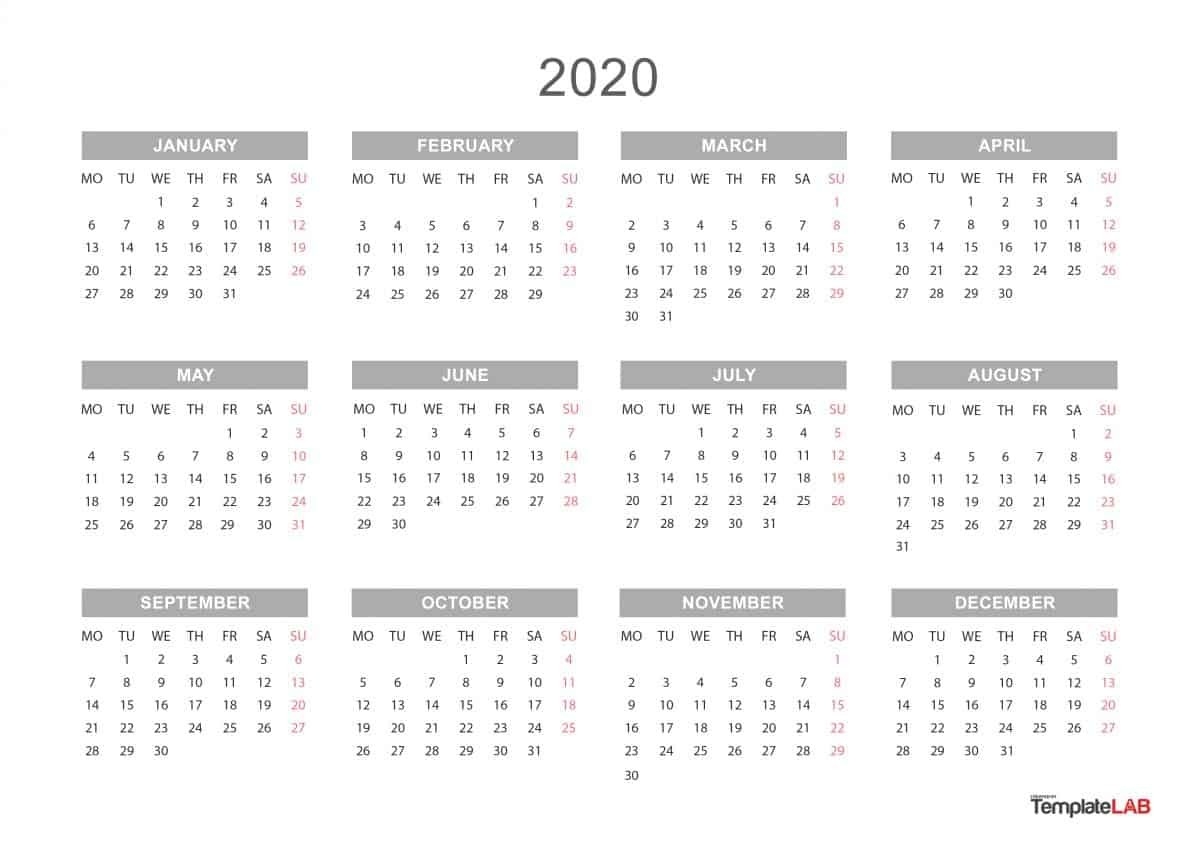 2020 Printable Calendars [Monthly, With Holidays, Yearly] ᐅ  Fill In Calendar Template 2020