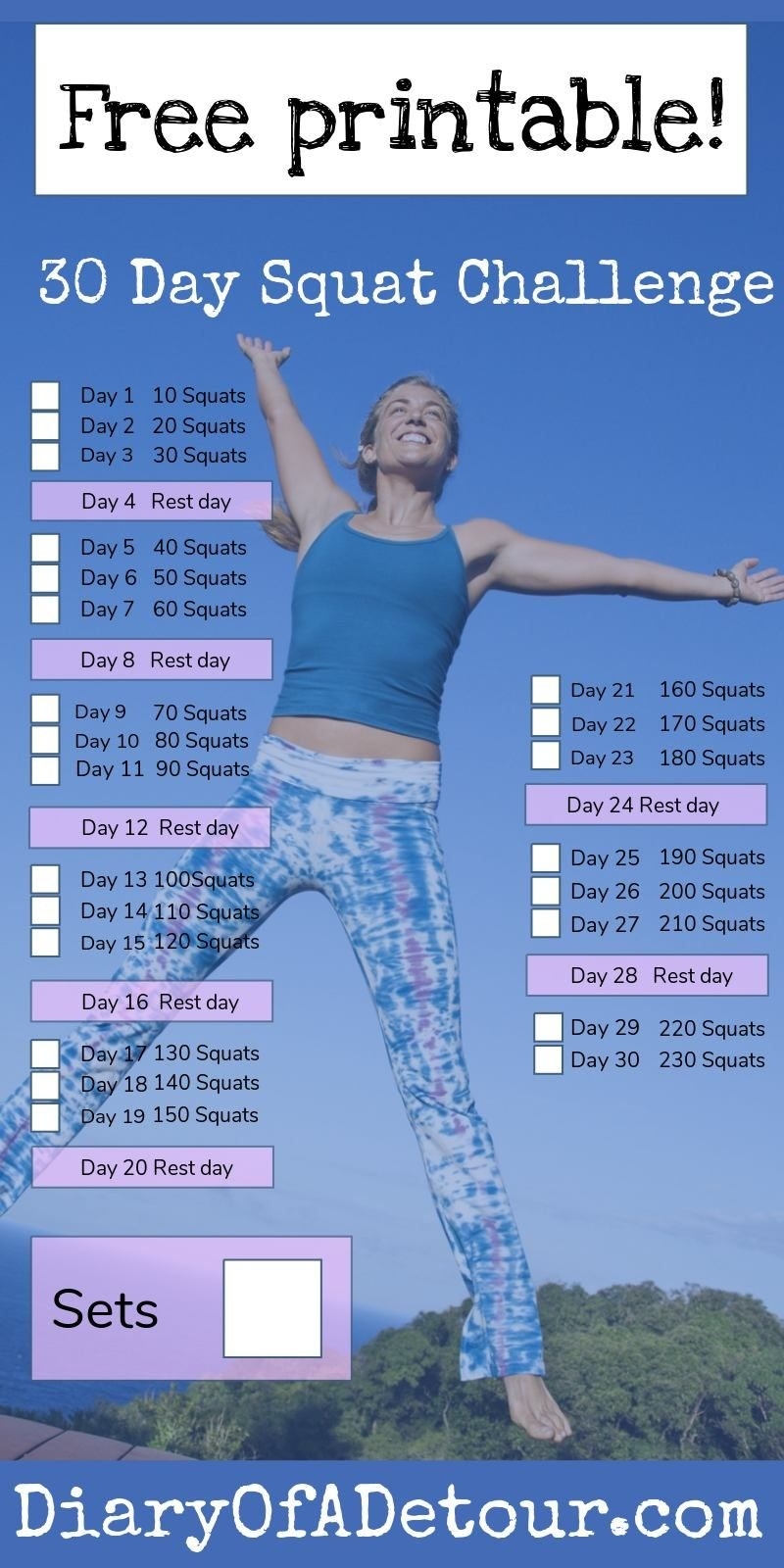 30 Day Squat Challenge : A Fitness Challenge For All Abilities  30 Day Fitness Challenge Printable