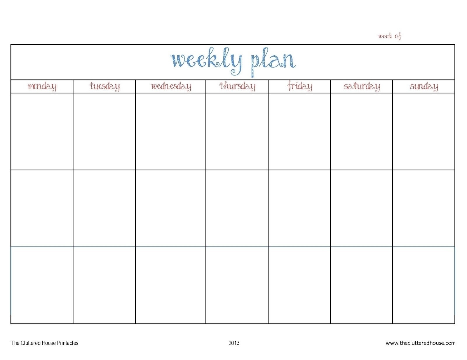 7 Day Weekly Planner Template | Template Calendar Printable  7 Day Weekly Planner Pdf