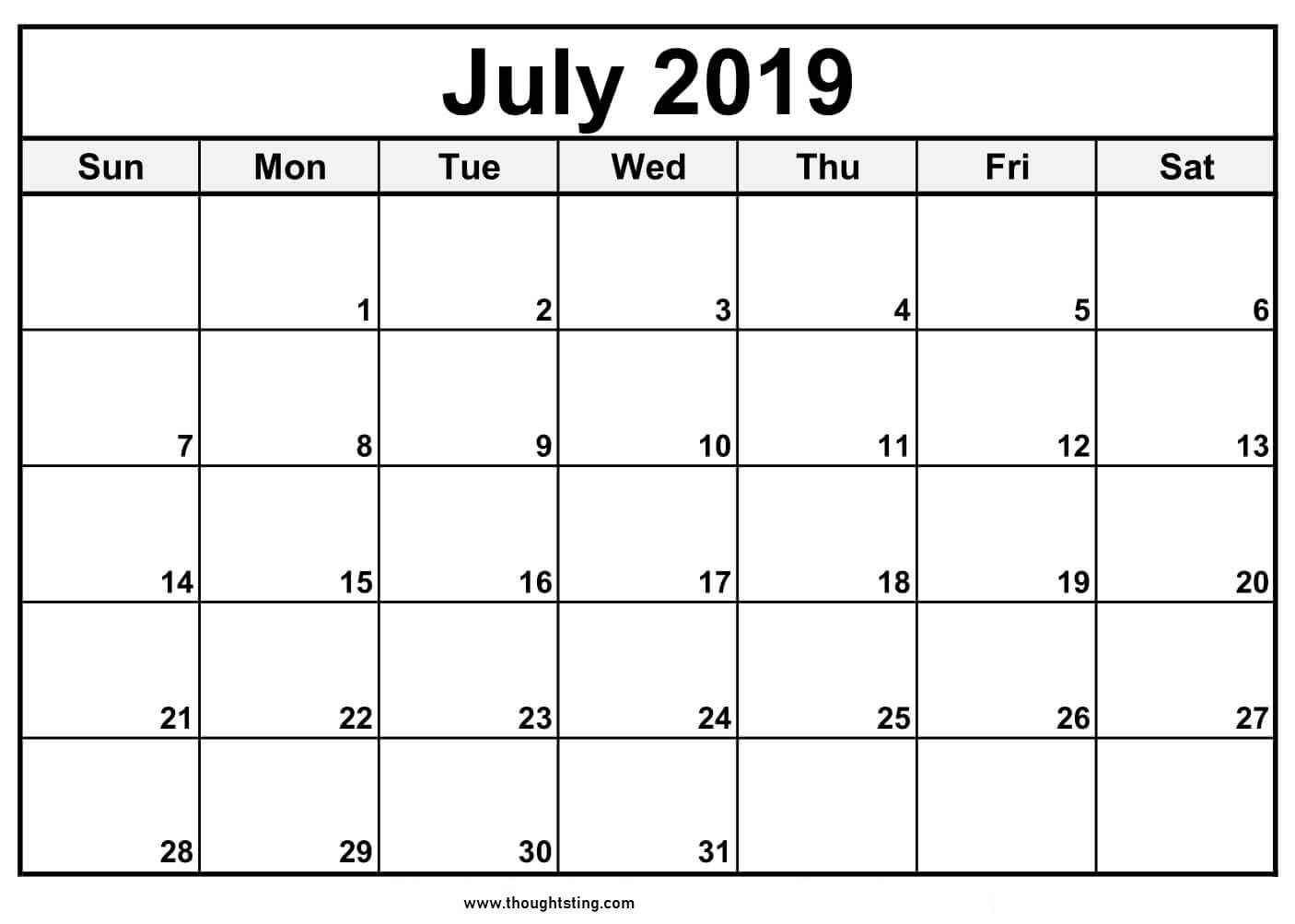 8 X 10 Printable Calendar July 2019 | Calendar Format Example  Blank Calander Format 8X 10